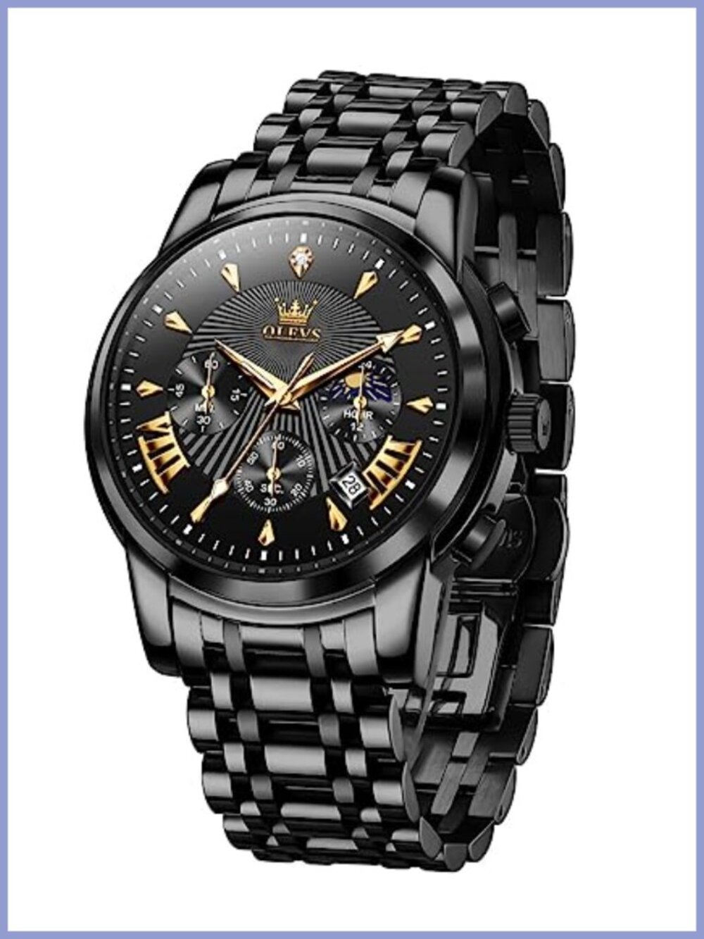 Men's Stainless Steel Chronograph Watch Waterproof Luminous Quartz